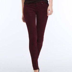 AG “The Legging” Maroon Velvety Corduroy